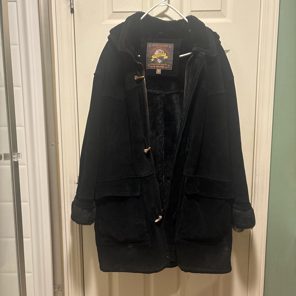 WILSONS 1980 Adventure Bound Vintage Suede. And Faux fur full zip Coat size L